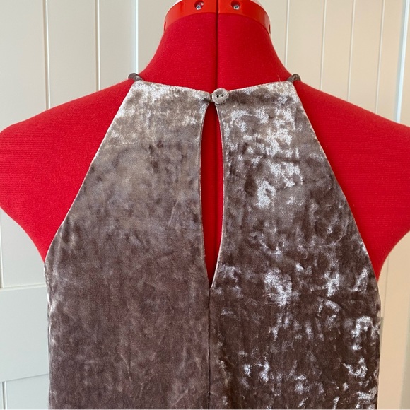 Design Lab Halter Dress, Crushed Velvet, A-line Style, Champagne Colour, (US S) - Picture 4 of 9